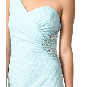 One Shoulder Glitter Bubble Knit Jeweled Dress.